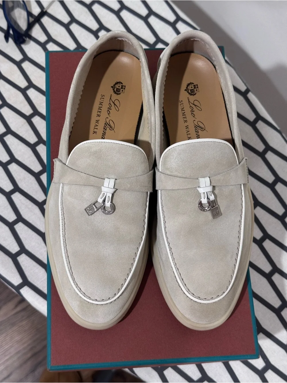 Loro Piana Summer Walk Suede Loafers in Light Beige